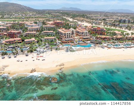Aerial view of beach in Cabo San Jose, Baja California Sur, Mexico 114417856