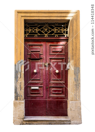 typical entrance doors of houses 114418348