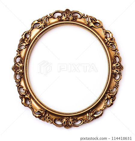 Golden frame of picture or photo, victorian decoration, elegance museum image. 114418631