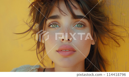 Woman With Freckled Hair and Blue Eyes Woman With Freckled Hair and Blue Eyes 114418796