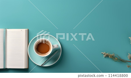 Coffee Cup and Book on Table Coffee Cup and Book on Table 114418800