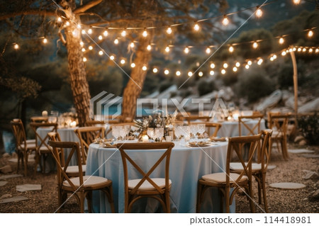 Wedding Reception Table Set-up 114418981
