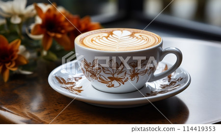 Cup of Coffee on Saucer 114419353