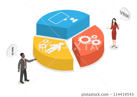 3D Isometric Flat  Conceptual Illustration of VRM, Vendor Relationship Management 114419543