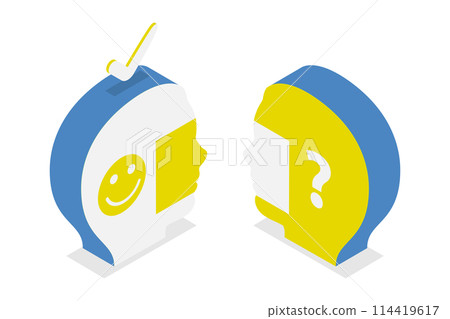 3D Isometric Flat  Conceptual Illustration of Bias As Incorrect Comparison, Psychological Thinking Behavior Based on Prejudice Opinions 114419617