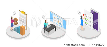 3D Isometric Flat Conceptual Illustration of Objective Key Results, Focusing on Work Goals 3D Isometric Flat Conceptual Illustration of Objective Key Results, Focusing on Work Goals 114419627
