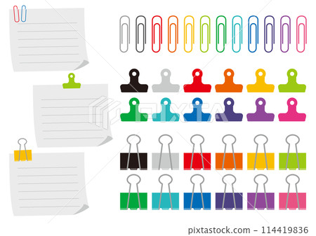 一組各種剪輯和筆記的插圖 114419836