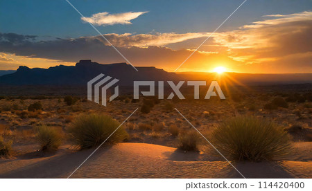 Desert area sunset 114420400