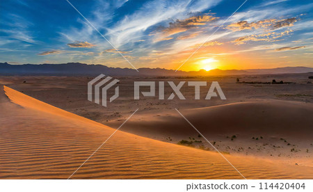 Desert area sunset 114420404