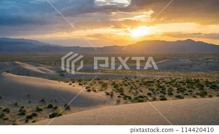 廣闊的沙漠非洲沙漠日落 114420410