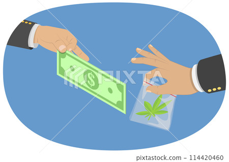 3D Isometric Flat  Conceptual Illustration of Marijuana Sale, Distribution of Hemp Products 114420460