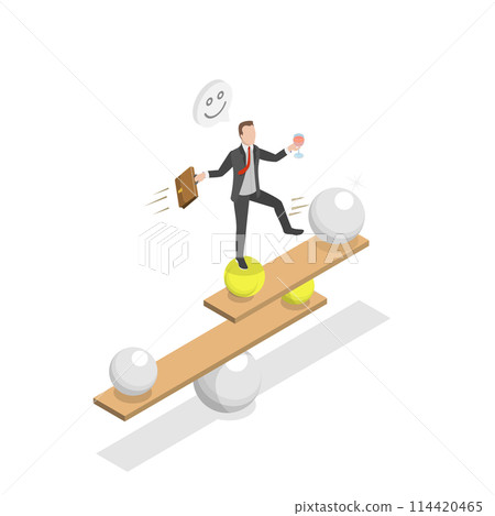 3D Isometric Flat Conceptual Illustration of Work Life Balance, Time Management and Productivity 3D Isometric Flat Conceptual Illustration of Work Life Balance, Time Management and Productivity 114420465