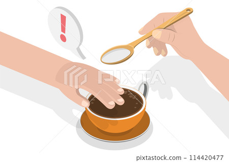 3D Isometric Flat Conceptual Illustration of Sugar Control, Healthy Lifestyle 3D Isometric Flat Conceptual Illustration of Sugar Control, Healthy Lifestyle 114420477