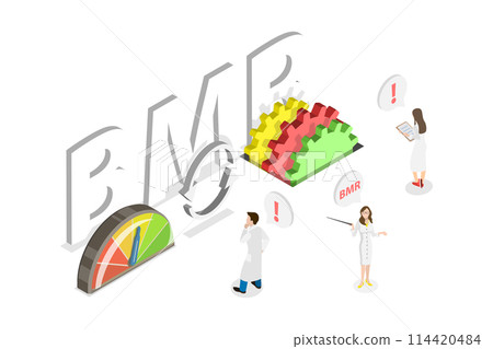 3D Isometric Flat Conceptual Illustration of BMR, Basal Metabolic Rate 3D Isometric Flat Conceptual Illustration of BMR, Basal Metabolic Rate 114420484