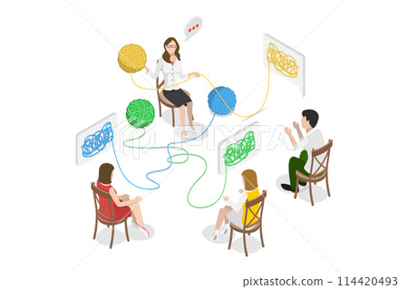 3D Isometric Flat Conceptual Illustration of Solving Interpersonal Problems, Group Psychotherapy 3D Isometric Flat Conceptual Illustration of Solving Interpersonal Problems, Group Psychotherapy 114420493