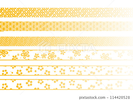 Hand-drawn Japanese-style decorative border set 114420528