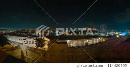 Panoramic view of the night city of Valetta, Malta Panoramic view of the night city of Valetta, Malta 114420595