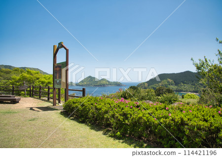 從太郎坂廣場眺望西島灣和館崎[三重縣熊野市] 114421196