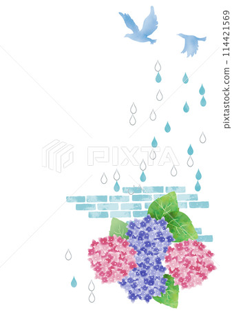 繡球花與小鳥1（豎） 114421569