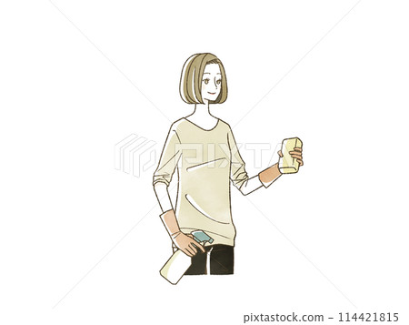 拿著清潔工具的婦女 114421815