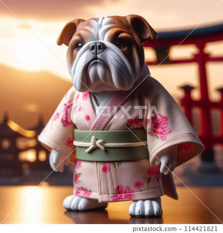 A dog wearing a kimono A dog wearing a kimono 114421821