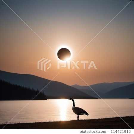 鳥類、湖泊和日食 114421913