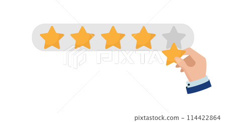 Businessman hand giving five star rating. 114422864
