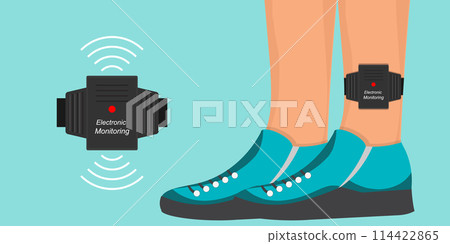Ankle monitor device on background. Ankle monitor device on background. 114422865