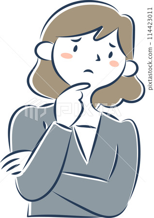 一個擔心的女人的上半身 114423011