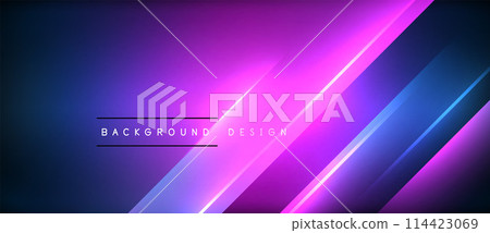 Glowing neon lines in electric blue and magenta on a dark background Glowing neon lines in electric blue and magenta on a dark background 114423069