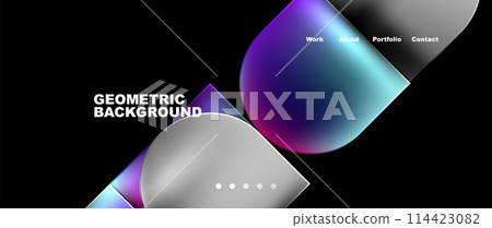 Circles and lines. Bright colorful geometry with glassmorphism effect. Vector Illustration For Wallpaper, Banner, Background, Card, Book Illustration, landing page Circles and lines. Bright colorful geometry with glassmorphism effect. Vector Illustration For Wallpaper, Banner, Background, Card, Book Illustration, landing page 114423082
