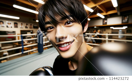 Young man shadowboxing 114423272