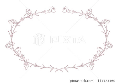 線條畫康乃馨向量圖橢圓形框架 114423360
