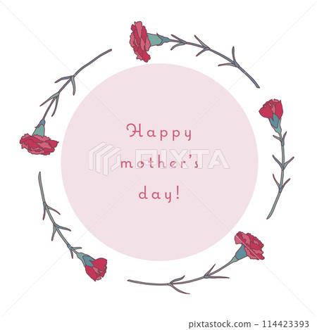 Vector illustration circular frame of red carnations 114423393