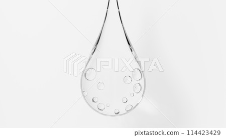 Water droplets with air bubbles on a white background. 3d. (landscape) 114423429