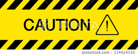 Caution. Caution signs. Caution yellow sign. Hazard warning sign. . 114424310