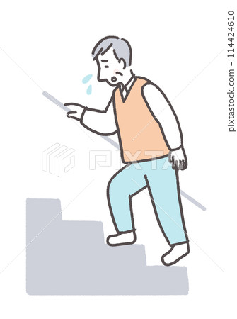 Senior man climbing the stairs Senior man climbing the stairs 114424610