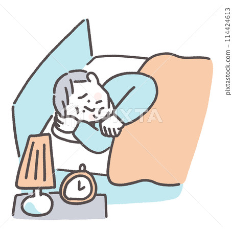 Senior man suffering from insomnia 114424613