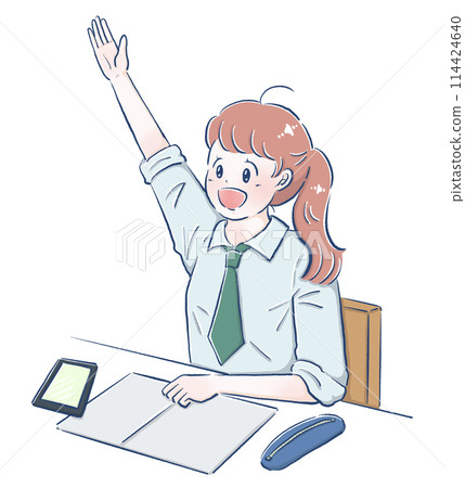 舉她的手的女學生 114424640