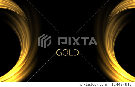 Illustration with isolated golden color arcs with glitter on a black background 114424913