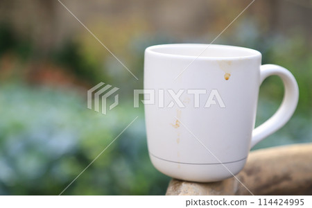 Dirty coffee stain on glass from drinking in morning time 114424995