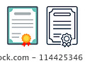 certificate or diploma isolated icons 114425346