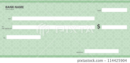 Blank bank cheque. Personal desk check template Blank bank cheque. Personal desk check template 114425904