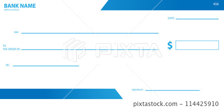 Blank bank cheque. Personal desk check template 114425910