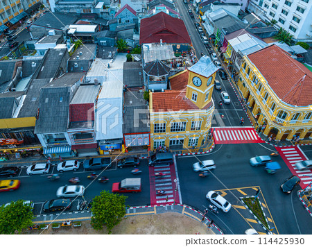 .aerial view classic and beautiful architecture at Charter square of Phuket 114425930