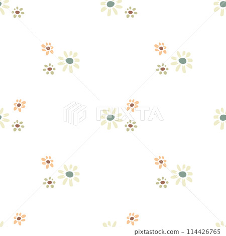Ditsy seamless pattern with pretty flowers on white background. Ditsy seamless pattern with pretty flowers on white background. 114426765