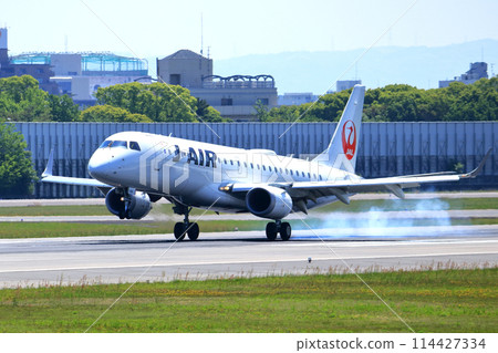 Osaka International Airport JAL Airplane Landing Ready Sky Park 114427334