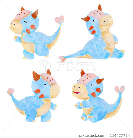 Ankylosaurus . Cute dinosaur cartoon characters . Watercolor paint design . Set 24 of 27 . Illustration . Ankylosaurus . Cute dinosaur cartoon characters . Watercolor paint design . Set 24 of 27 . Illustration . 114427754
