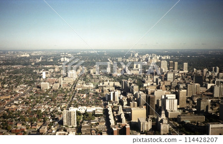 Old photo, 1982, panorama from the CN Tower, Toronto, Canada Old photo, 1982, panorama from the CN Tower, Toronto, Canada 114428207