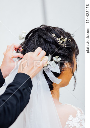 Preparation bride and hair makeup Preparation bride and hair makeup 114428458